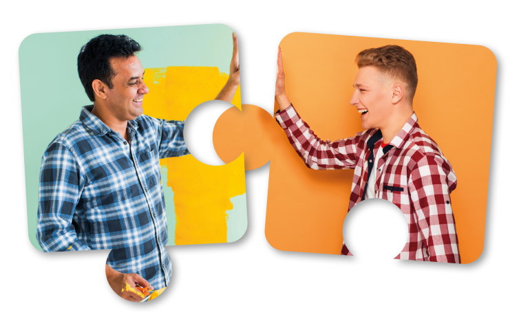 puzzelstukje man en jongen Klein